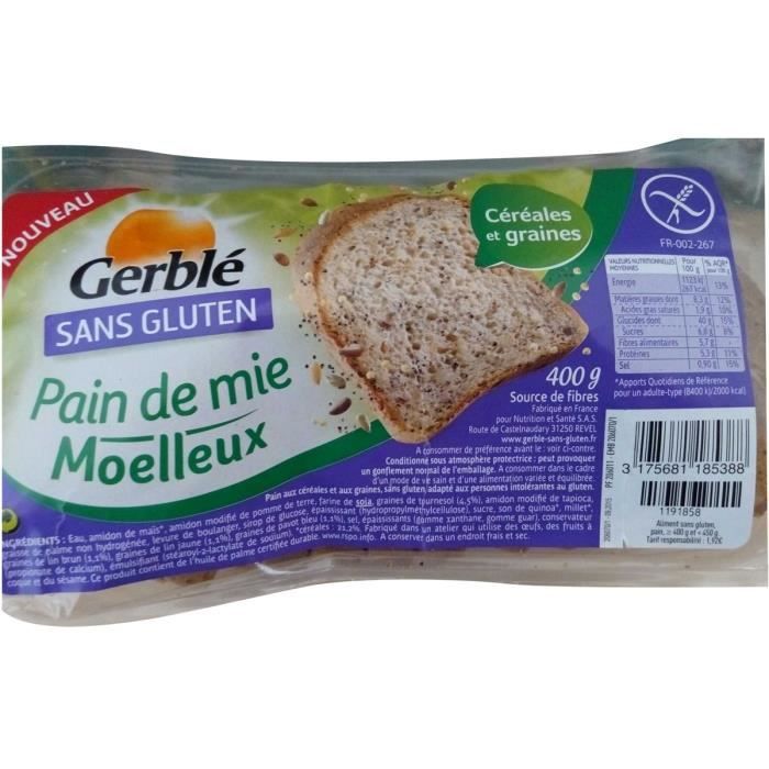 GERBLÉ Pain de mie moelleux sans gluten 400 g