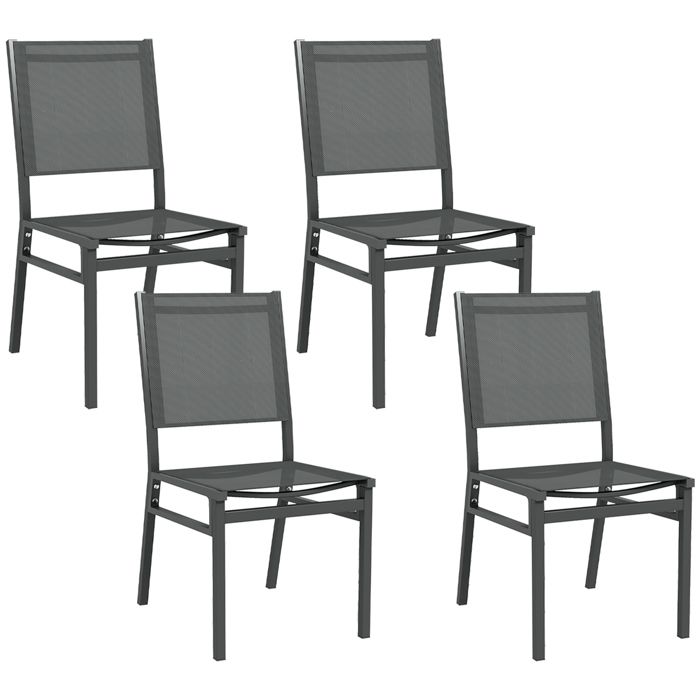 Lot de 4 chaises de jardin Outsunny Lot de 4 chaises de jardin en aluminium et revêtement maille textilène