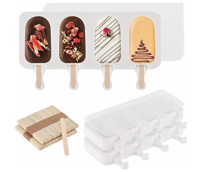 Moule,Moule à Glace En Silicone, 4-8 Trous, Avec Bâtonnets, En Forme De Cœur, Pour Pudding