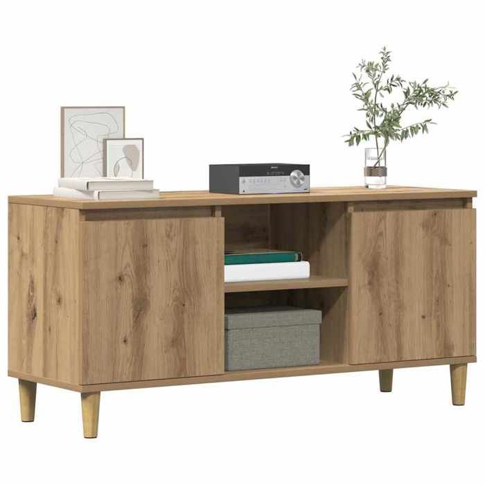 vidaXL Meuble TV chêne artisanal 102x35x50 cm bois dingénierie 856429