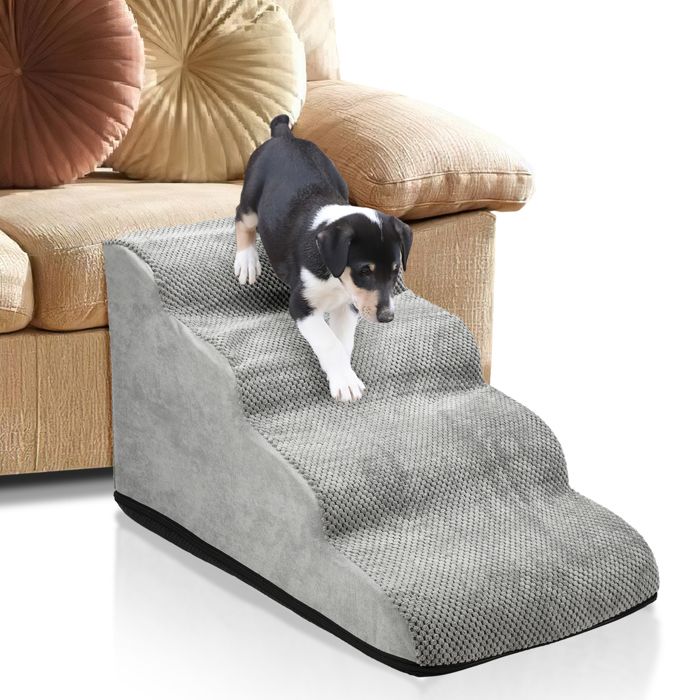 Comparer les prix de Hoviecole Escalier pour chien à 4 Niveaux en Mousse Haute Densité, Housse Lavable Antidérapant PONT - ESCALIER