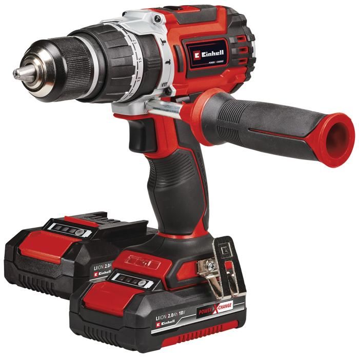 Einhell Professional Perceuse Visseuse à percussion TP CD 1860 Li i BL+39 Power X Change 18V Livré 2 Batteries 2Ah et Chargeur