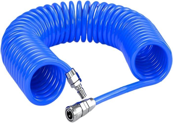 Tuyau Air Comprimé 6m – Diamètre 5x8mm, Raccord 1/4", PU, Bleu, Pour Compresseur