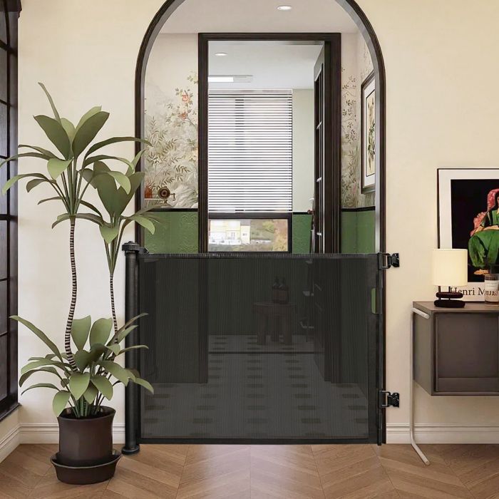 Comparer les prix de Barriere de securite rétractable facile à installer -Barriere pour animal et bébé de porte et escalier -ERROLVES -Noir -86*150CM