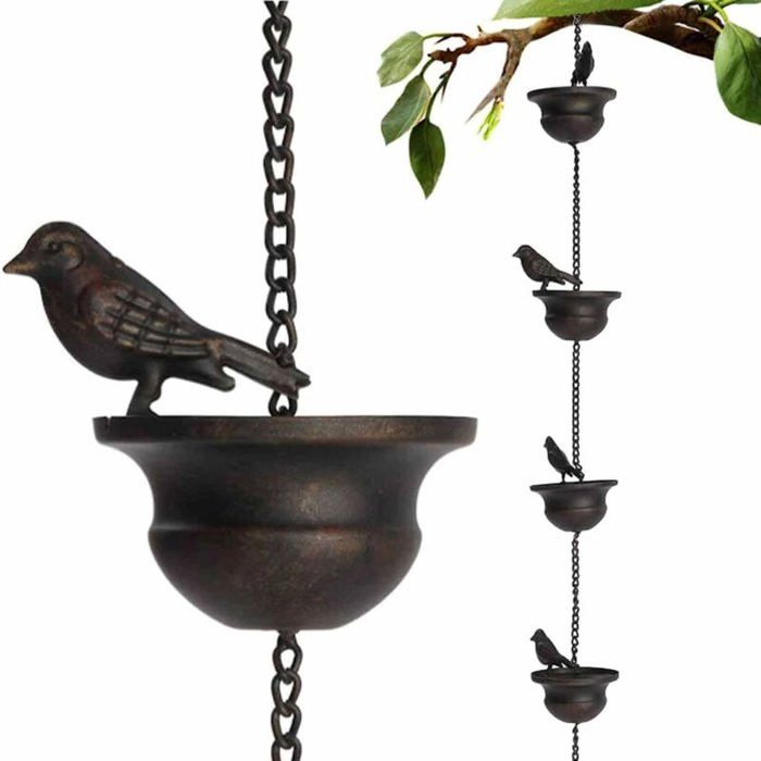ChaîNes de Pluie-pour GouttièRes Oiseaux Mobiles sur Tasses Carillons de Pluie Carillons de Pluie de 7.8 Pieds avec Cintre