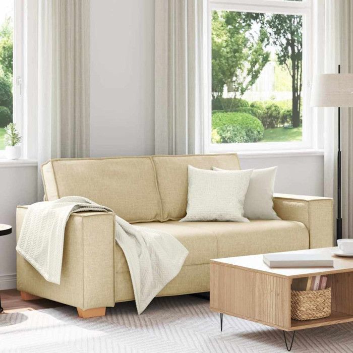 Canapé 2 places Crème 140 cm Tissu