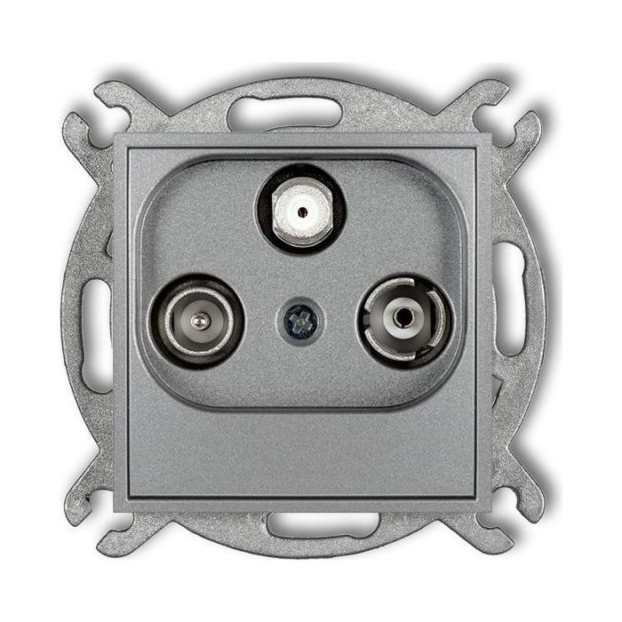 Karlik Embout de prise dantenne MINI RTV-SAT (2 entrées dantenne) argent métallisé 7MGST