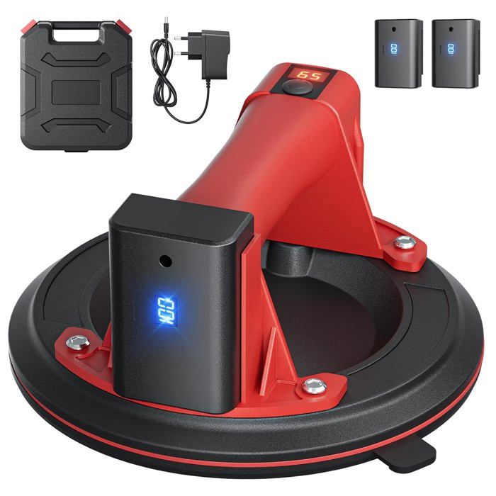 Ventouse Électrique Sous Vide 300kg - 275x160mm, Batterie 4000mAh X2, Pour Carrelage Marbre Verre Métal