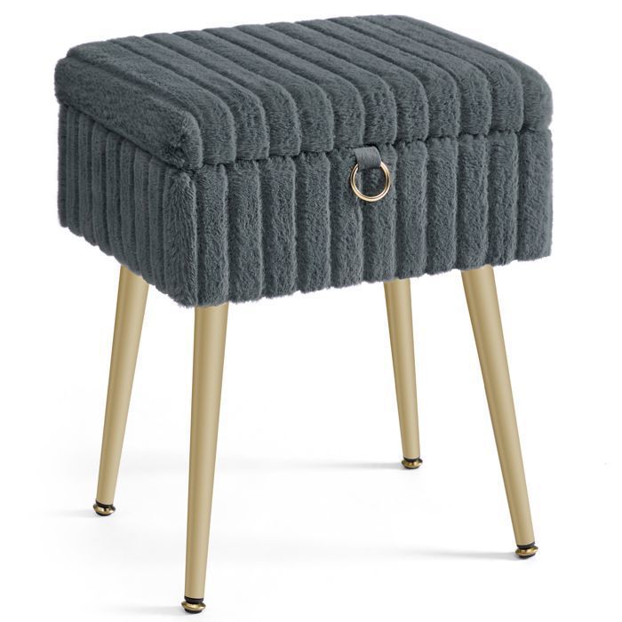 Tabouret de Coiffeuse - Rangement - Pieds Métal - Gris Ardoise - SONGMICS
