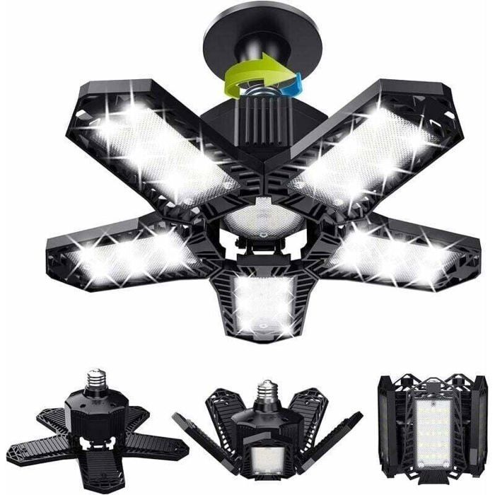 Déstockage Lot de LED de garage - 120 W - 12000 lm - Lampe datelier - Plafonniers déformables - Panneaux E26/E27 -1 lampes TRIMEC