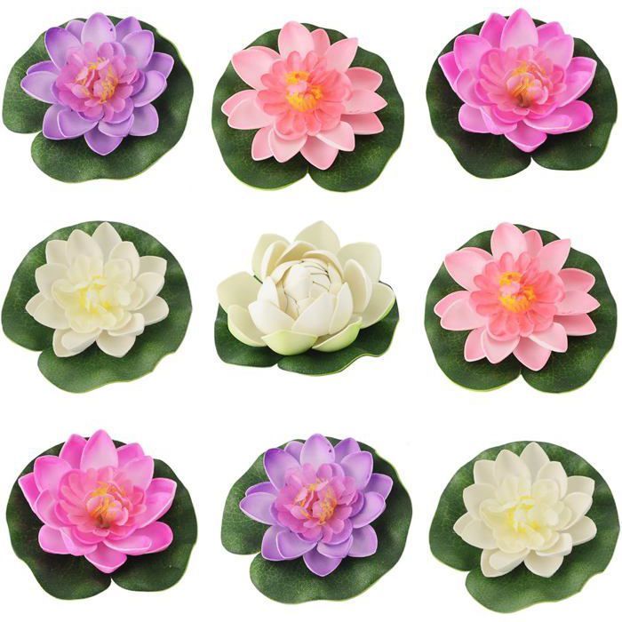 Lot de 9 Fleurs Flottantes Nénuphars Artificiels Nénuphars eau Flottant Lotus Lotus Flower Pétang Livraison M PLANTE DAQUARIUM