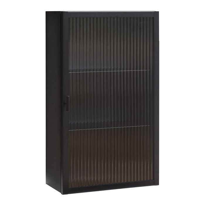Armoire murale Zundert avec porte en verre strié 60 x 35 x 15 cm acier noir Armoire murale Zundert avec porte en verre strié 60 x 35 x 15 cm acier noir