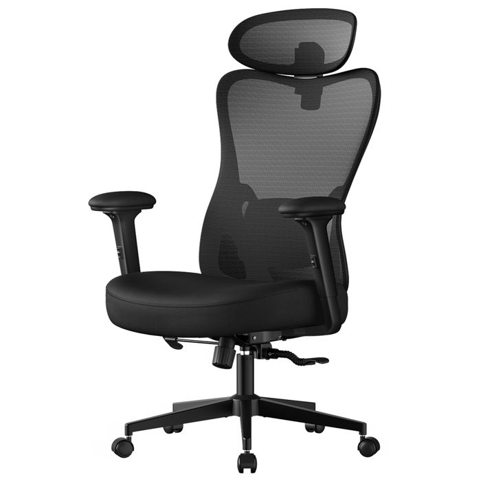 Chaise de bureau ergonomique - Noir dencre - Réglable - Soutien lombaire - Appui-tête Chaise de bureau ergonomique - Noir dencre - Réglable - Soutien lombaire - Appui-tête