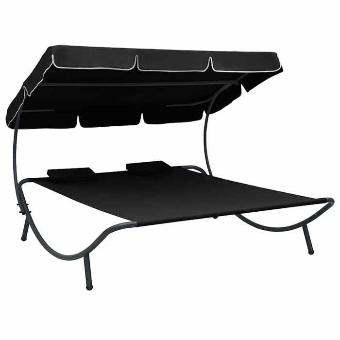 Lit de repos dextérieur avec auvent vidaXL 200x180x135 cm Tissu oxford Acier enduit de