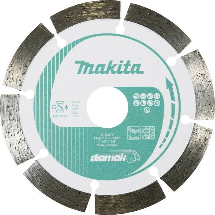 Makita D 80070 Disque à tronçonner diamanté Diamètre 115 mm Ø de perçage 22.23 mm Béton Tuile Brique silico calcaire