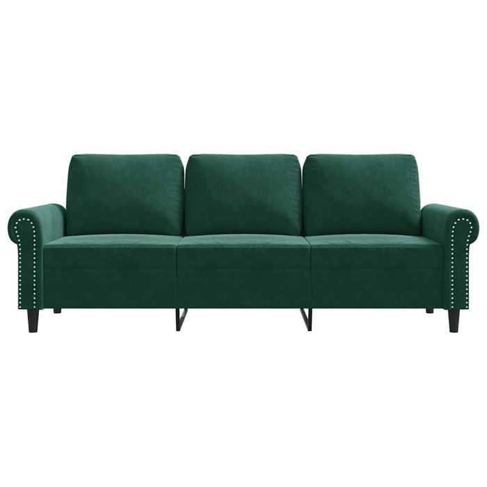 Promotion janvier Canapé à 3 places - MANGO - SOFA TRIPLE - Vert foncé 180 cm - velours - SS1048