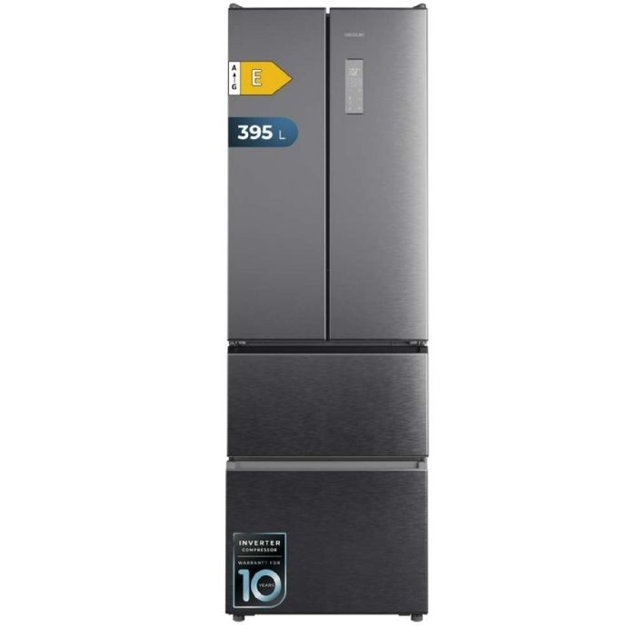 Cecotec Réfrigérateur américain porte française 395 L Total No Frost Bolero CoolMarket Combi F2D 395 Inox E. Hauteur 201 cm et 595