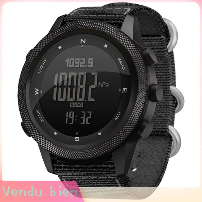 Garosa montre numérique pour hommes Montre numérique multifonctionnelle pour hommes Sports de plein air course sport barre Noir