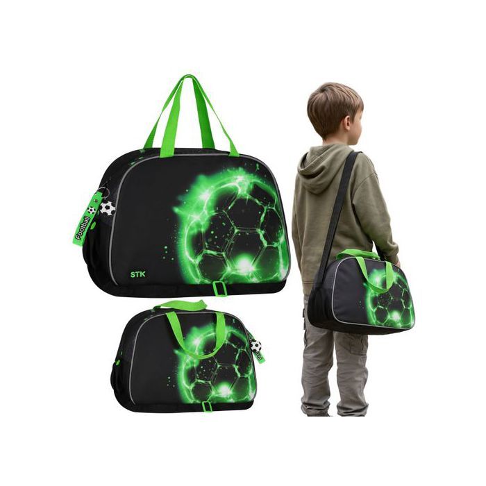 Football grand sac de sport/de voyage à bandoulière pour garçon avec porte-clés pour les joueurs à lentraînement 39x16x27cm
