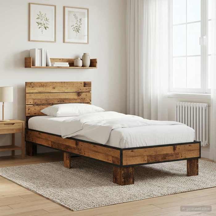 vidaXL Cadre de lit avec tête de lit Bois ancien 80 x 200 cm 8009091