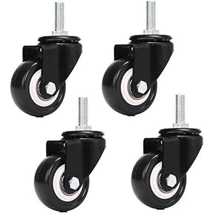 M8x25mm 4 pièces de support de charge 240 kg chariot roulette tournante PU meubles poudre remplacement (sans roulettes de frein)