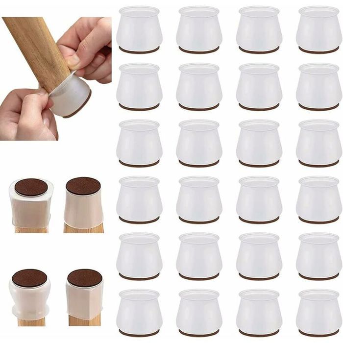 24 gommes embout pieds chaise patins rond silicone anti-rayure pour meubles