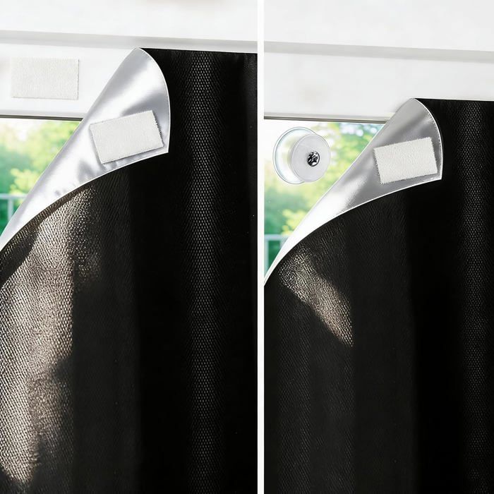 Virex® Occultant Fenêtre avec Ventouses et Auto-adhésif Rideau Occultant sans Perçage 240x145 cm 100% Blackout pour Chambre Bébé