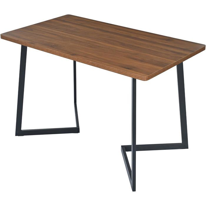 Table de Salle à Manger Moderne rectangulaire 117 x 68 cm - Finition marbre - Table de Cuisine avec Pieds en métal - Noir/Noyer