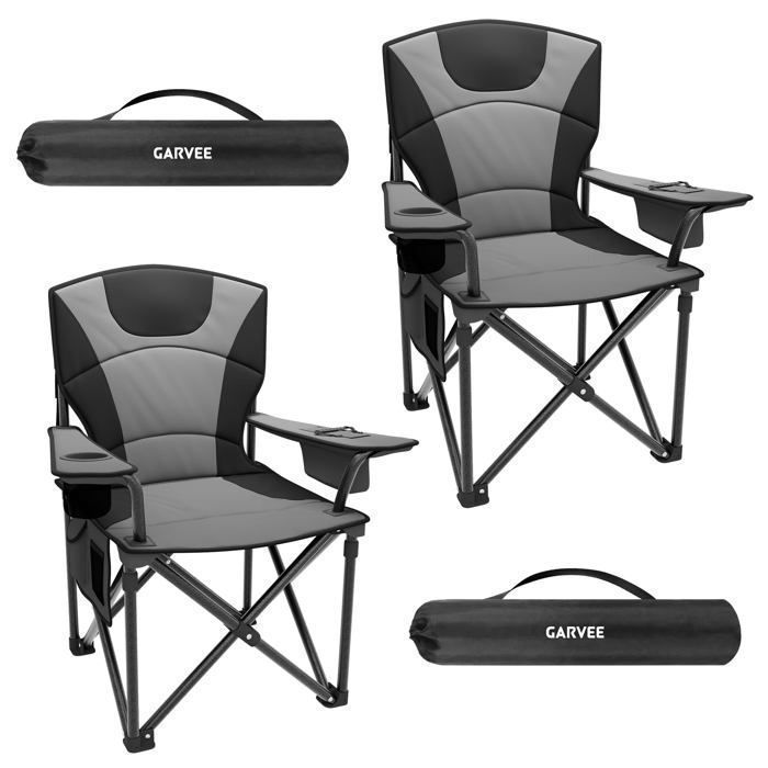 GARVEE Chaise de camping pliante en 2 parties capacité de charge de 200 kg - robuste et légère - idéale pour le camping et la pêche