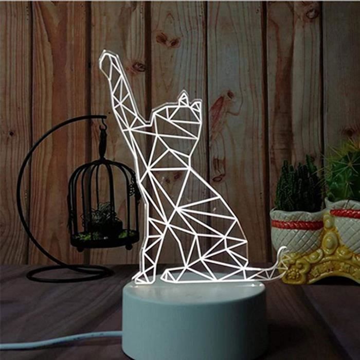 Usb 3d acrylique night light led table - Aueq - bureau chambre décor cadeau chaud lampe blanche wome502