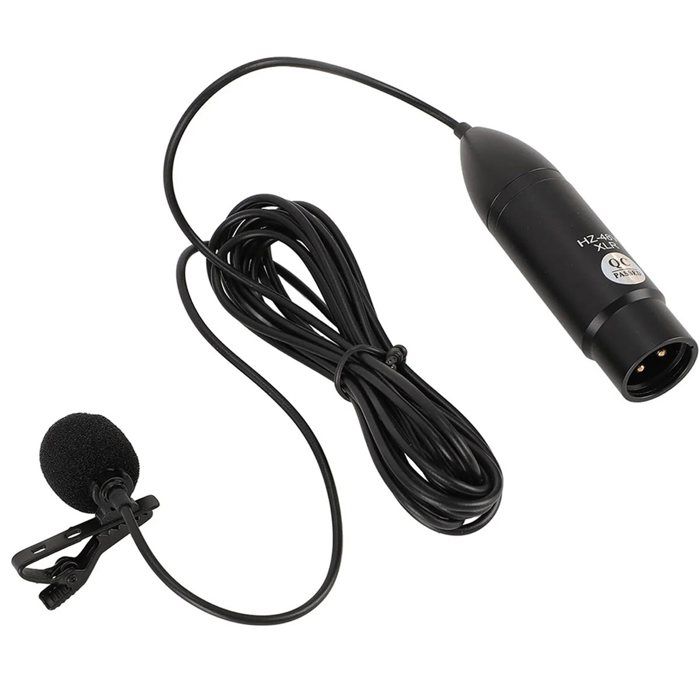 Microphone Cravate Professionnel Portable 48 V XLR 3 Broches Micro-Cravate en Métal pour Enregistrement Audio et Vidéo