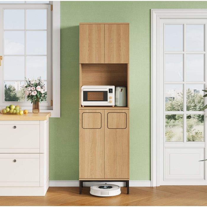 HOMVRA Colonne de cuisine 53 x 35 x 181 cm avec niche micro-ondes rangement intégré MDF aspect chêne naturel