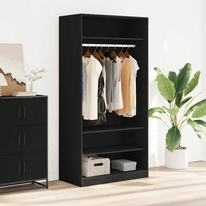 Garde-robe Noir 100x50x200 cm Bois dingénierie - Cadre durable - design élégant(6632)