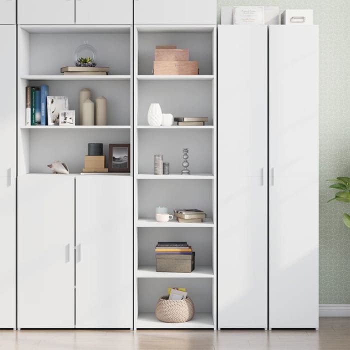 Blanc Buffet haut blanc 50x41x185 cm bois dingénierie - Meuble Rangement LV28865