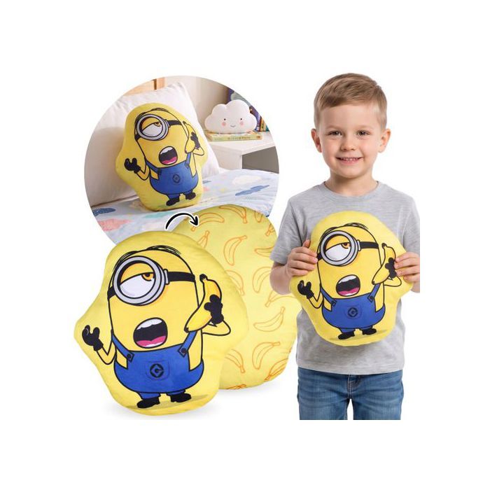 Minions Oreiller décoratif DOUX ornemental pour la chambre forme en VELOURS 31x34 cm OEKO-TEX