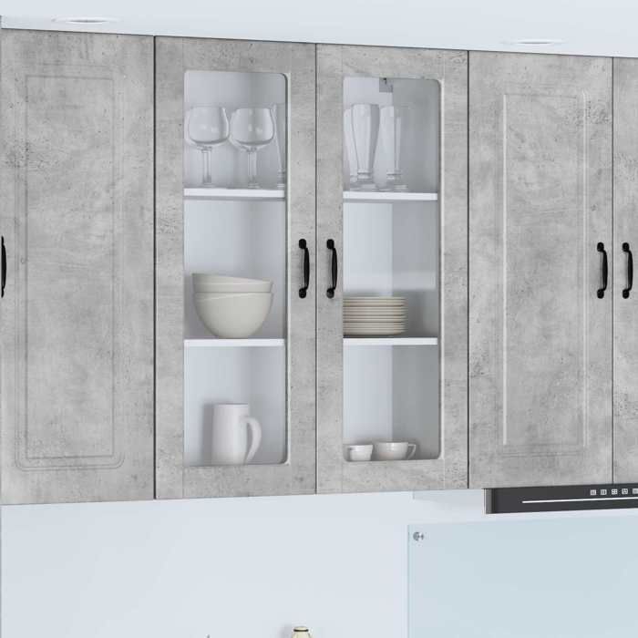 Vitrine de cuisine - VIDAXL - TOP Cabinet - en verre - mural PORTO - Gris béton - 80 x 31 x 100 cm &&86788