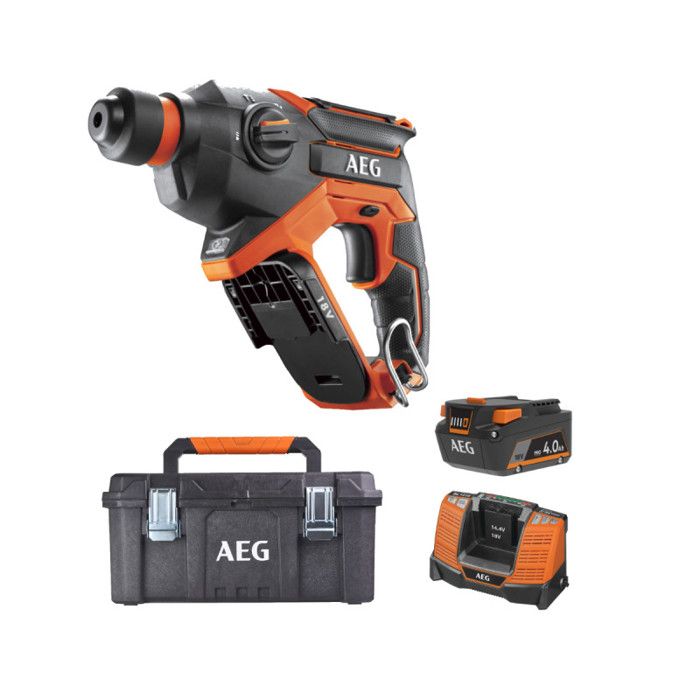 Pack AEG 18V - Perforateur Burineur SDS Plus Compact 1 5 J - Batterie 4.0 Ah - Chargeur - Caisse de rangement