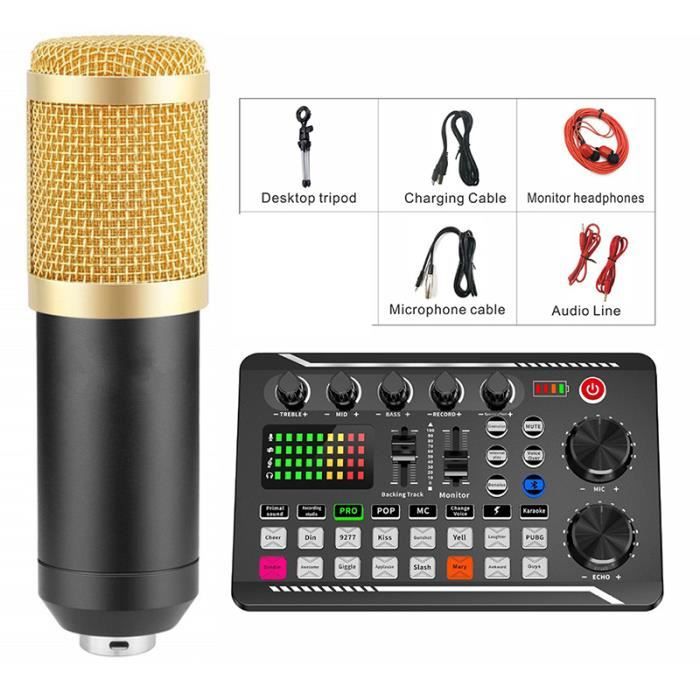 Carte son et micro-Kit de carte son de microphone podcast, micro à  condensateur de studio professionnel, cent - Cdiscount TV Son Photo