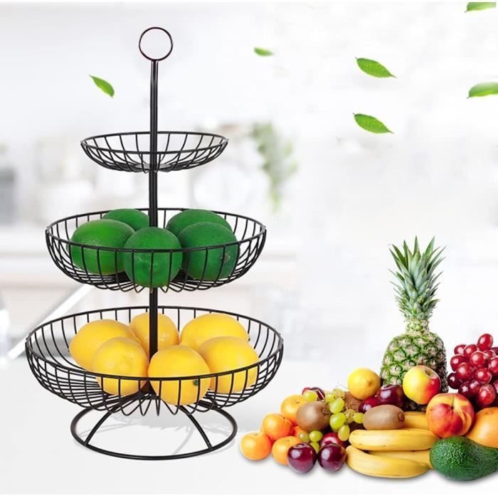 Grande Corbeille à Fruits Métal Shabby Chic – Déco Vintage Noire