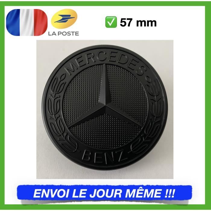 Logo Capot Mercedes Benz NOIR MAT 57mm Emblème CLASSE C E CLK S Neuf