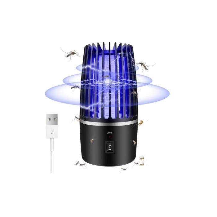 Lampe Anti-Moustiques 2 En 1 – UV + Raquette électrique, Rechargeable 4000 MAh, Intérieur/extérieur