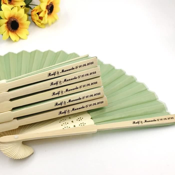 10 éventails Pliants En Bois Personnalisables - Gravure Nom/date, Idéal Mariage, Cadeau Raffiné