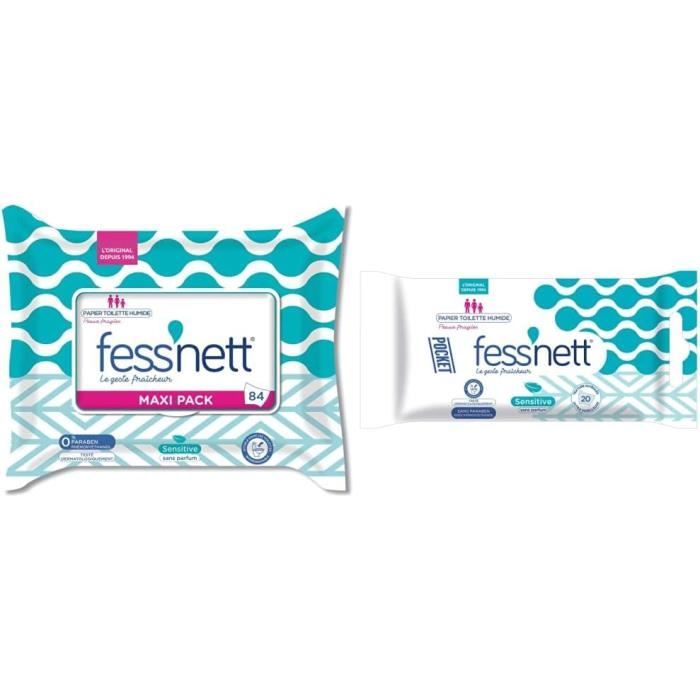 Fess'Nett Papier Toilette Humide Sensitive Maxi Pack 1 Unité & Fess'Nett  Papier Toilette Humide Pocket Sensitive 20 Pièces 1 [u111] - Cdiscount Au  quotidien