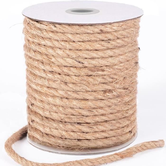 Corde De Jute Naturelle 15mm - Longueur 25m (ou Jusqu'à 50m) - Pour Bricolage, Décoration, Jardin