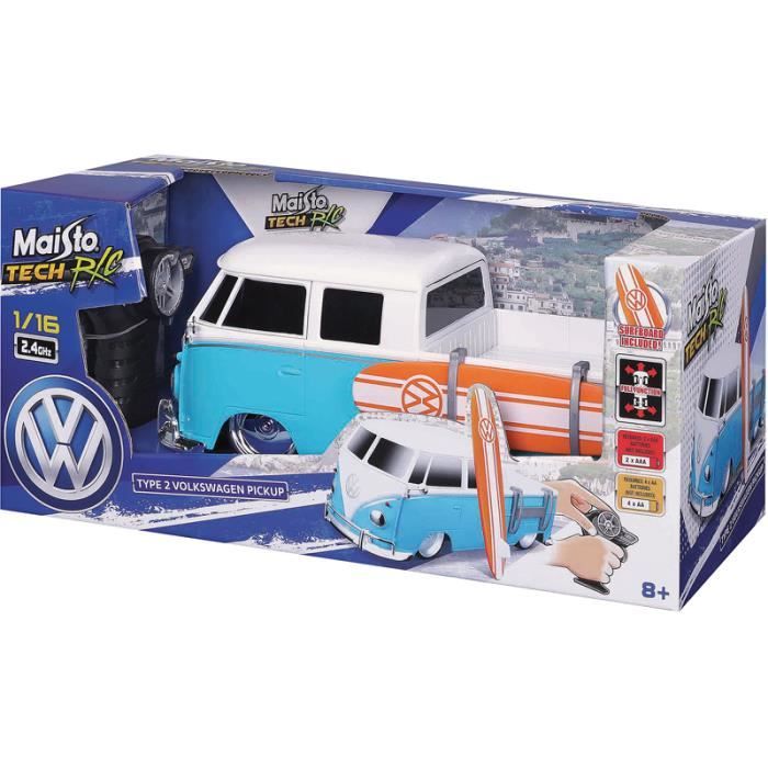 Voiture radiocommandee van VW type 2 Maisto bleu blanc orange 18x18x41 cm Cdiscount Jeux Jouets