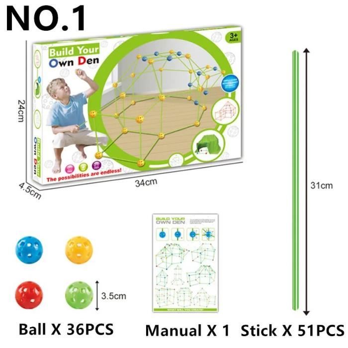 Jeu de Construction de Fort pour Enfants - Kit DIY 87 pièces - Silicone