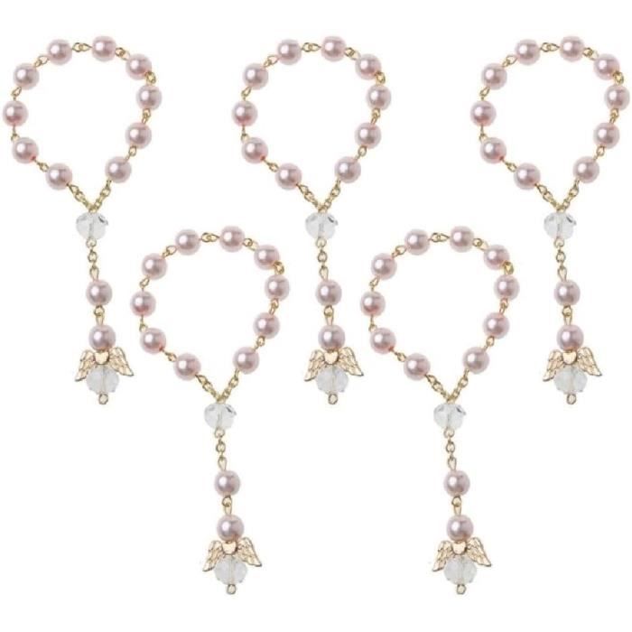 RIKEL 30 Chapelets Baptême - Perles Doigt Baptême - Fausses Perles - Faveurs Baptême Communion