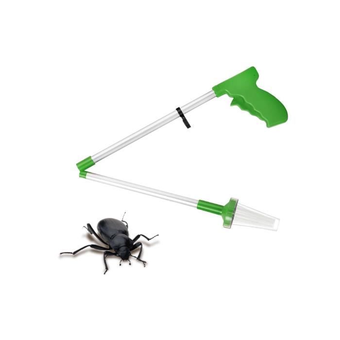 Attrape-Araignée à Long Manche Pliable - Pince Attrape Insectes Cafards Guêpes - Vert