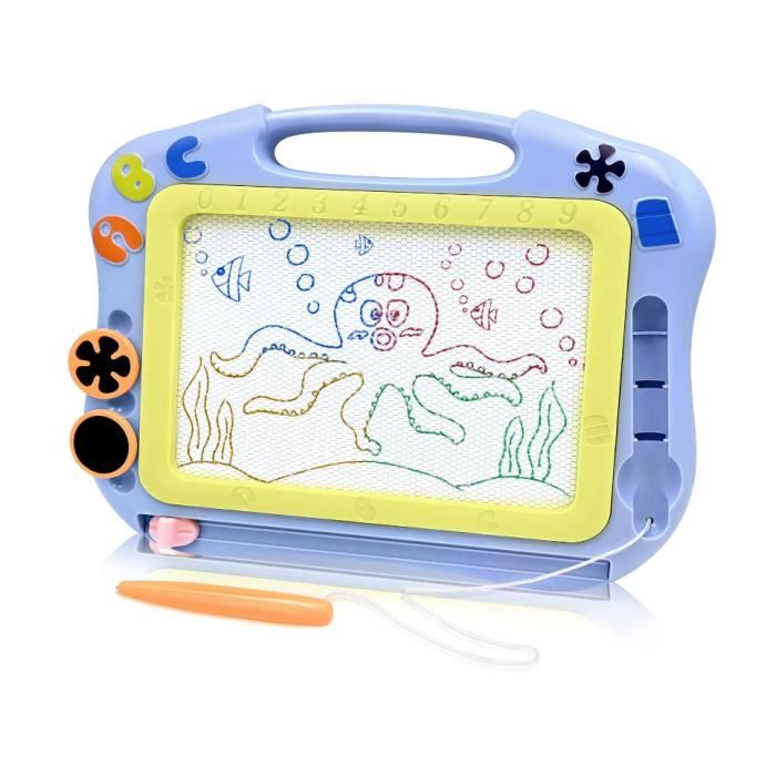 Lexibook, Disney La Reine des Neiges Ardoise de Dessin, CRFZ550 | Tableau à Dessin Magnétique Multicolore, tableau A5 avec stylo, tampons et effaceur coulissant, Bleu