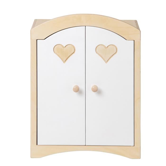 Meuble - Armoire à poupée - Naturel avec blanc - Multiplex de bouleau - 45 x 21 x 60 cm